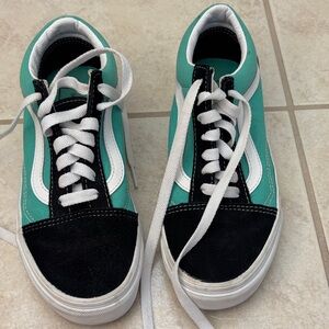 Vans Turquoise and Black Sneakers with White Details